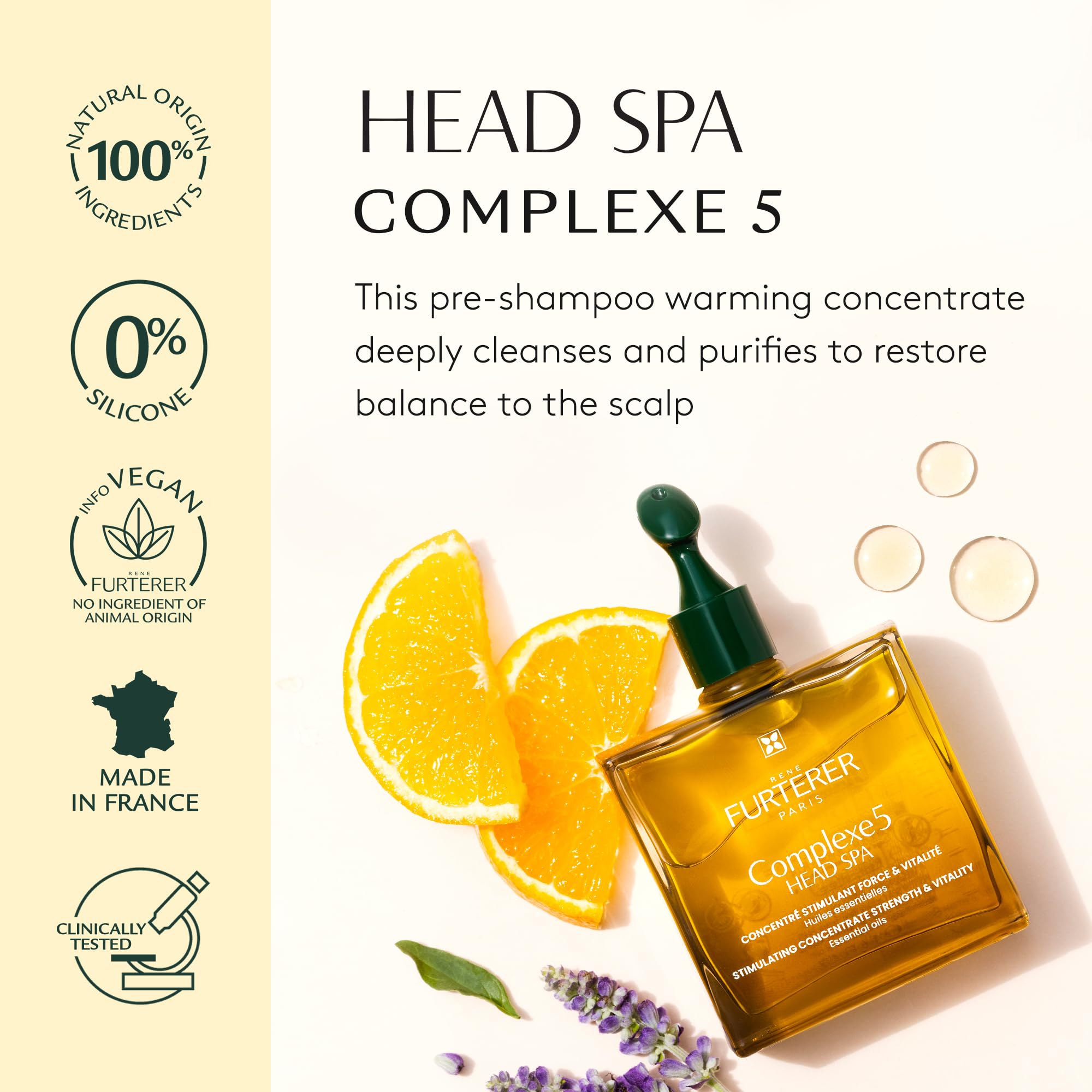 Rene Furterer Head Spa COMPLEXE 5 Stimulating Plant Concentrate, Pre-Shampoo Purifying Scalp Treatment, 1.6 oz