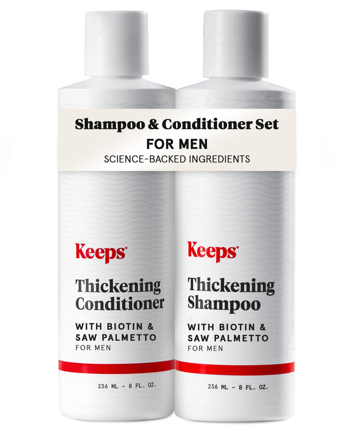 Keeps Hair Regrowth Shampoo & Conditioner Set for Fuller, Thicker Looking Hair - Thinning & Regrowth Haircare Products for Men - DHT Blocker - Infused with Biotin, Caffeine, & Saw Palmetto