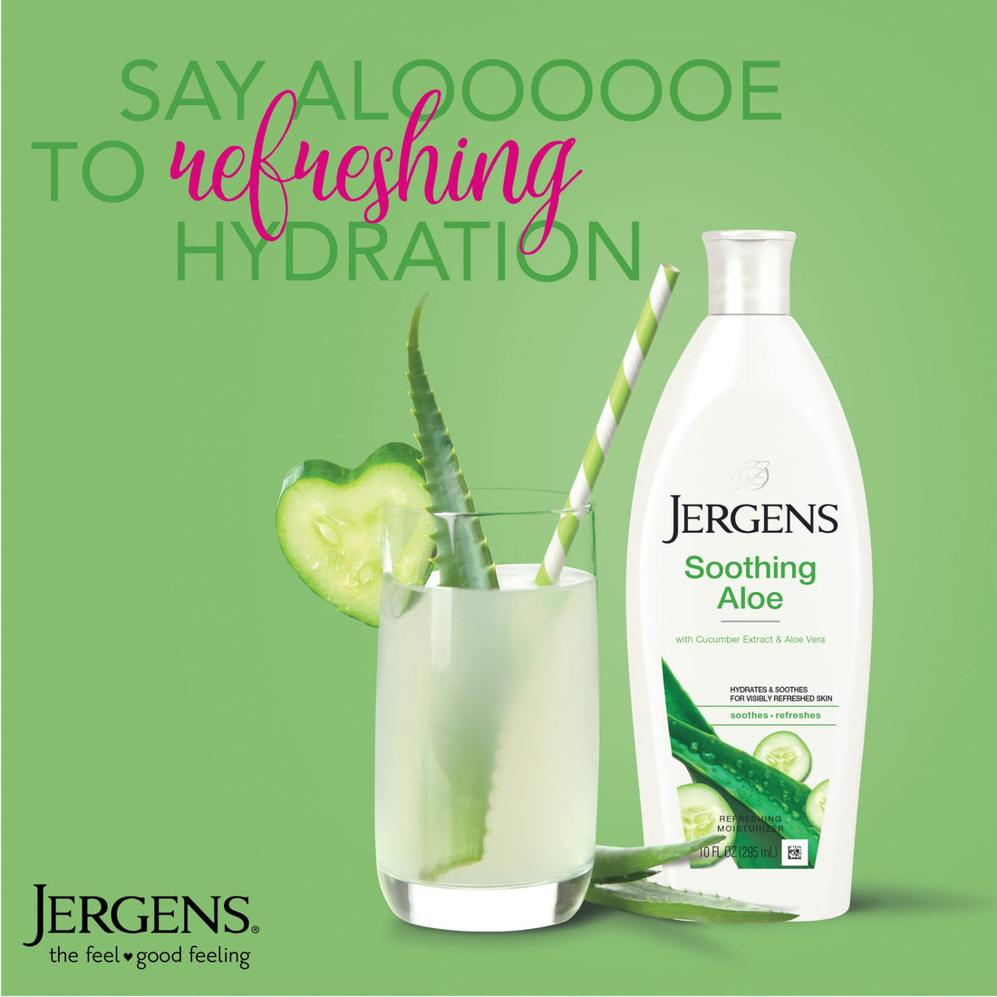 Jergens Soothing Aloe Soothes & Hydrates Refreshing Moisturizer, 295Ml