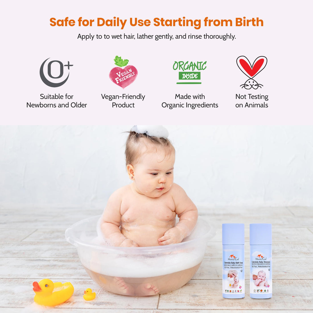 Mommy Care Natural Baby Shampoo – Gentle & Nourishing Calendula Shampoo for Newborns, SLS-Free, Vegan & Cruelty-Free, 200 ml / 6.76 fl oz