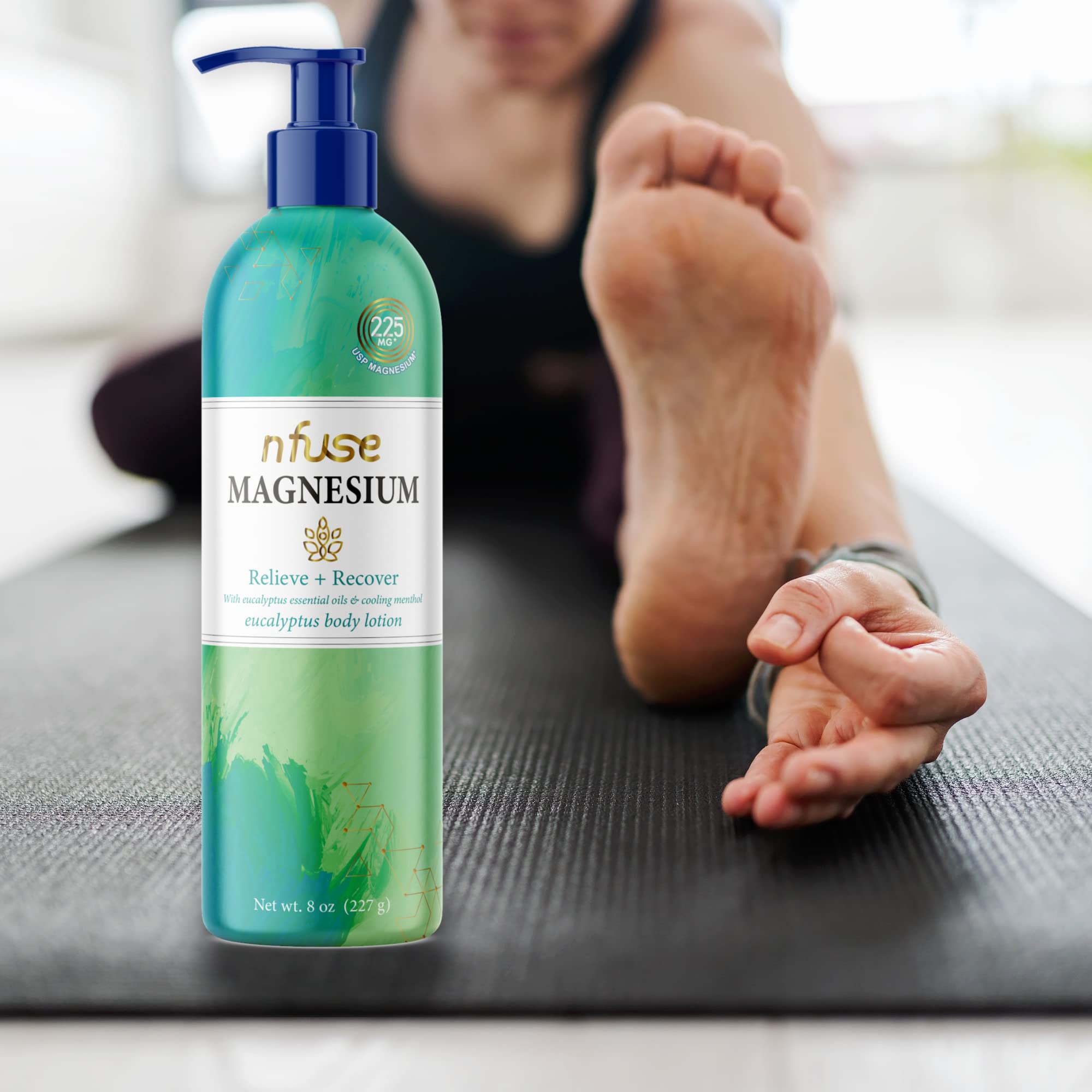 nfuse Magnesium Lotion | 100% Pure Magnesium Chloride USP Grade | Calming Magnesium with Eucalyptus Essential Oils and Menthol (8 oz)