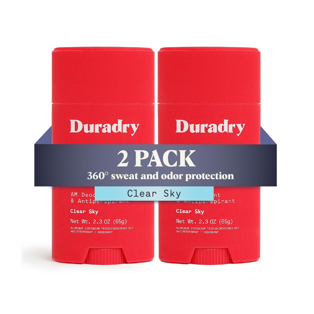 Clinical-Strength Antiperspirant Deodorant for Women and Men - Clean formula with Natural Ingredients, Odor, and Excessive Sweat protection for Armpits - Clear Sky, 2.3 Oz (Pack of 2)