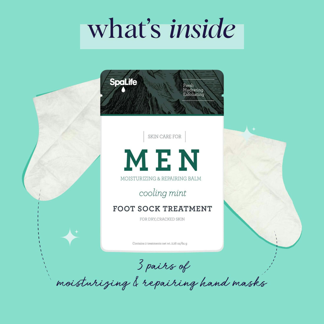 Spa Life Mens Cooling Mint Moisturizing Repairing Balm For The Working Feet (Foot Sock 2 Pairs)