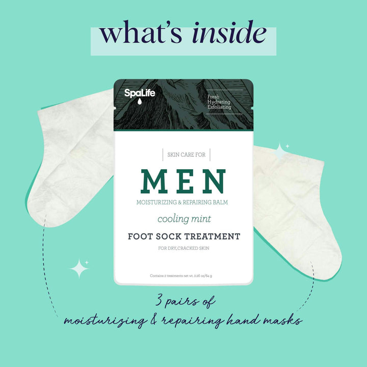 Spa Life Mens Cooling Mint Moisturizing Repairing Balm For The Working Feet (Foot Sock 2 Pairs)