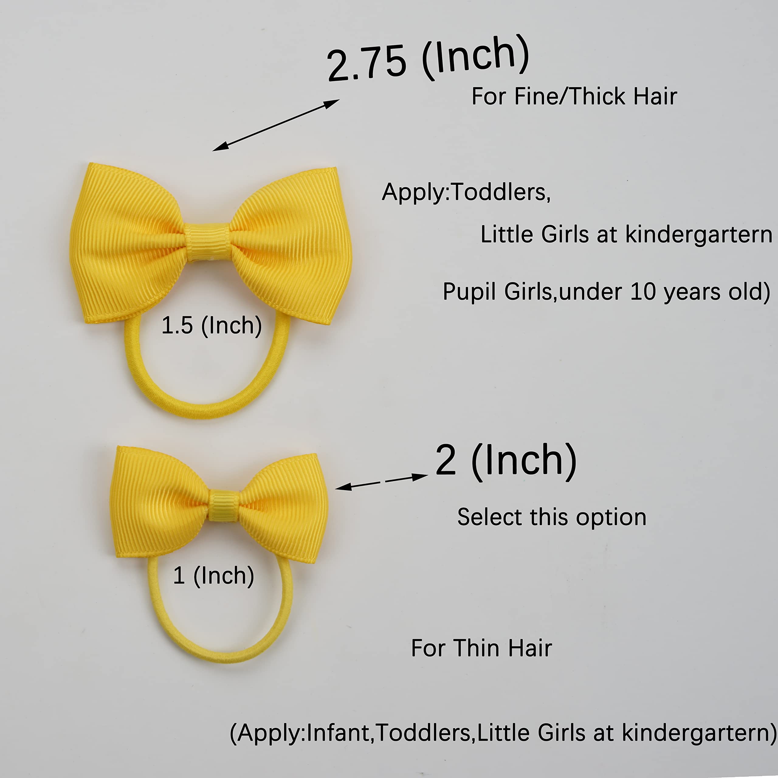 40Pcs 2 Inches Baby Bows Hair Ties Mini Boutique Hair Bows Durable Elastic Rubber Ribbon Hair Band Accessories for Toddlers Infants Kids Under 2 Years Old