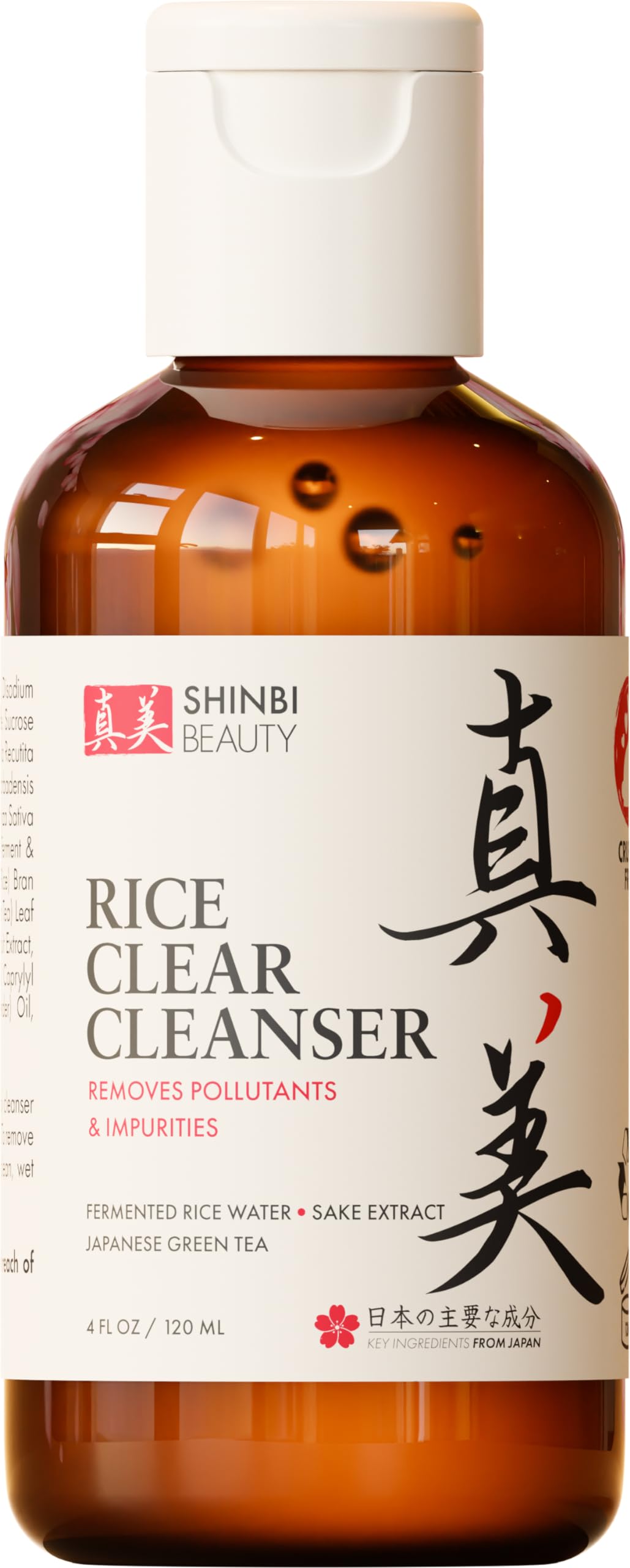 Shinbi Beauty Japanese Face Wash Skincare Products - Japanese Rice Water Green Tea Cleanser - 99% Naturally Derived Japanese Beauty 4oz