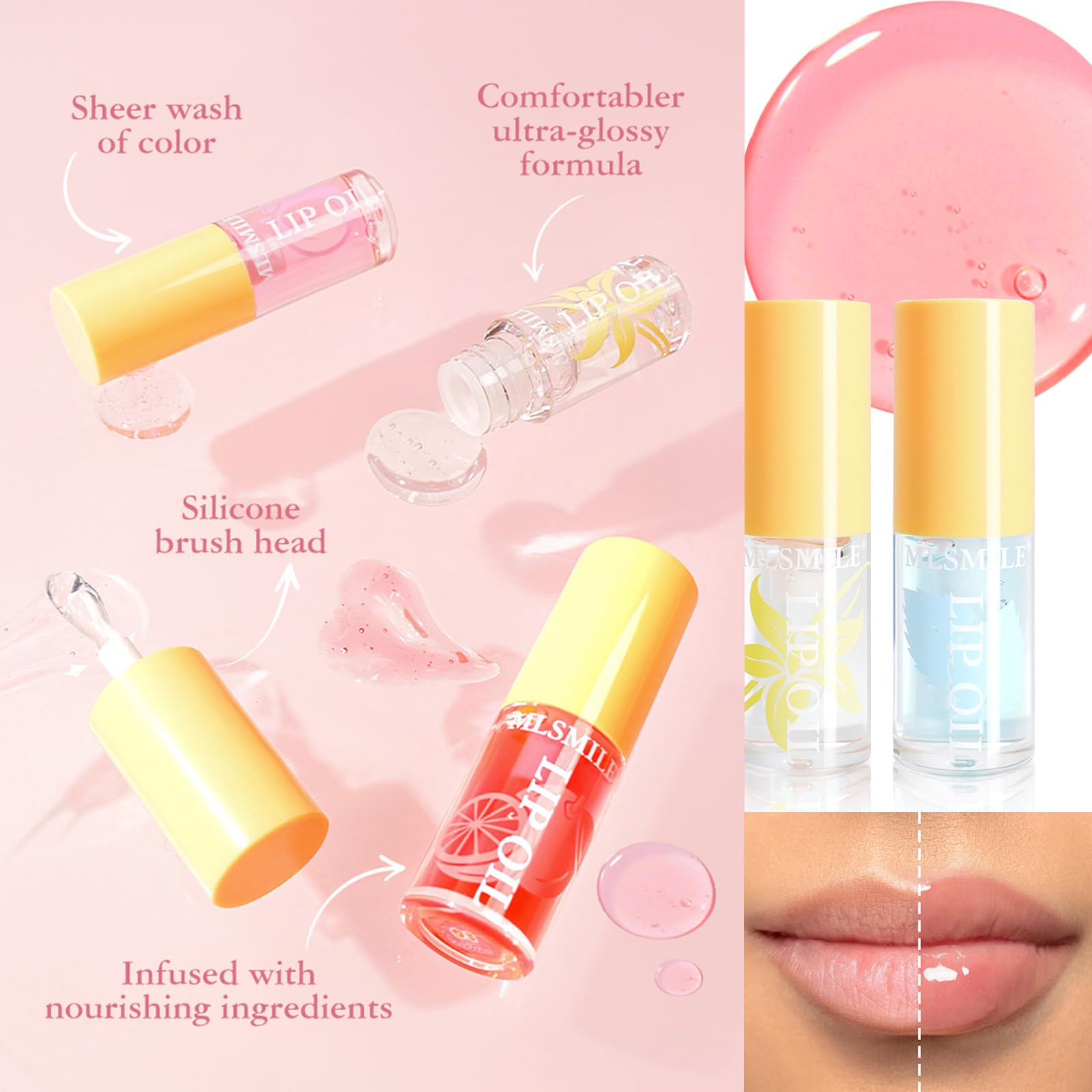 Lip Scrub + Lip Balm + Lip Oil + Headband Gift Set, Vitamin E lip Care Set, Clear Toot Lip Gloss, Exfoliate, Exfoliate Dead Skin, Fade Lip Lines, Natural Origin Moisturizing Lip Care Gifts