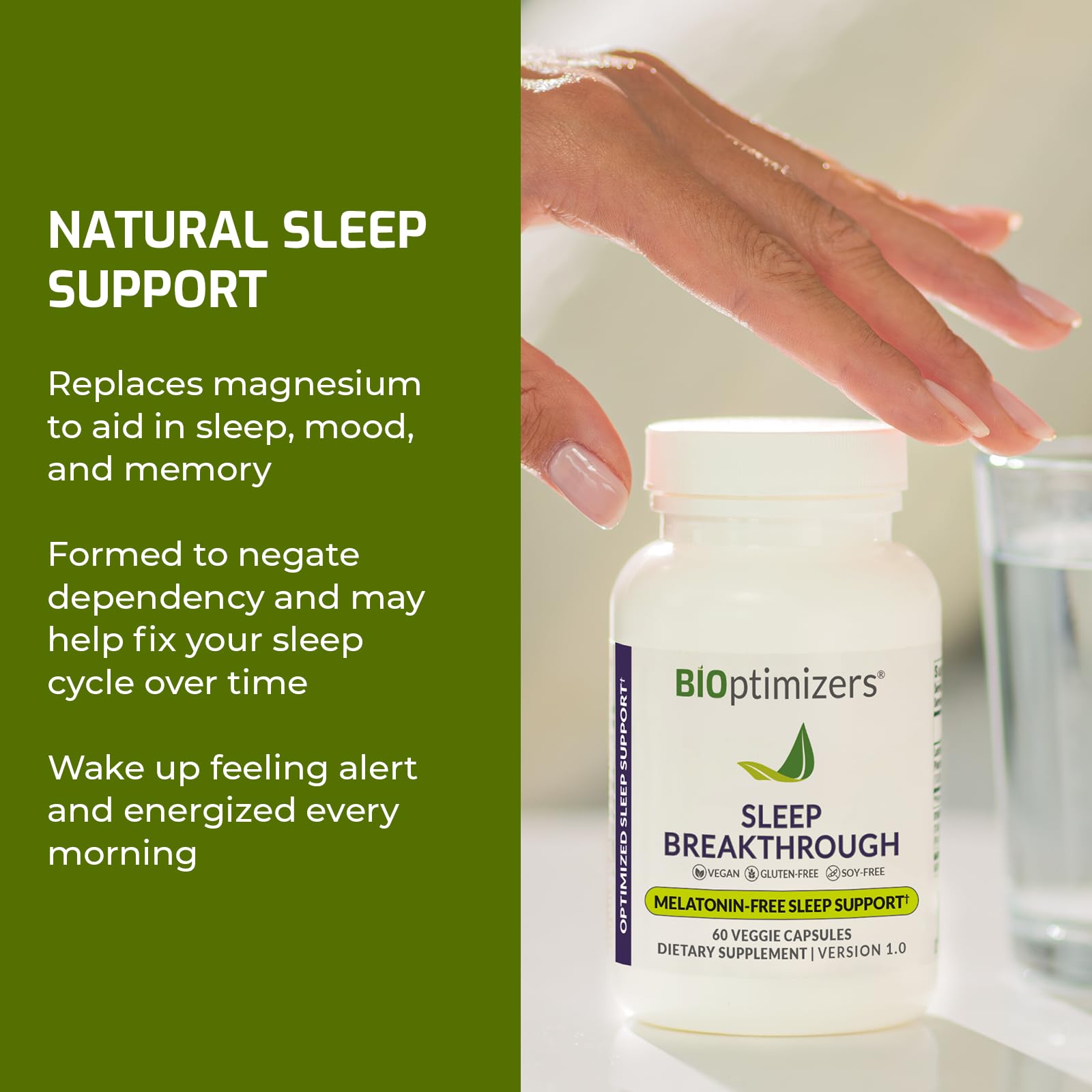 BiOptimizers Sleep Breakthrough Capsules - Natural Support Supplement | Calming Relief Aid for Adults | Non-Habit Forming | 60 Capsules