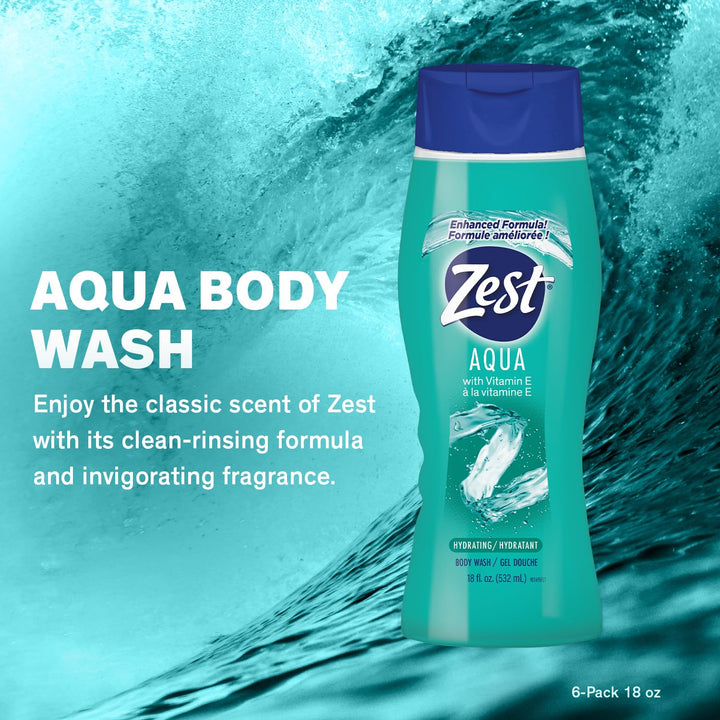 ZEST BODYWASH AQUA 18 OZ (Pack of 6)