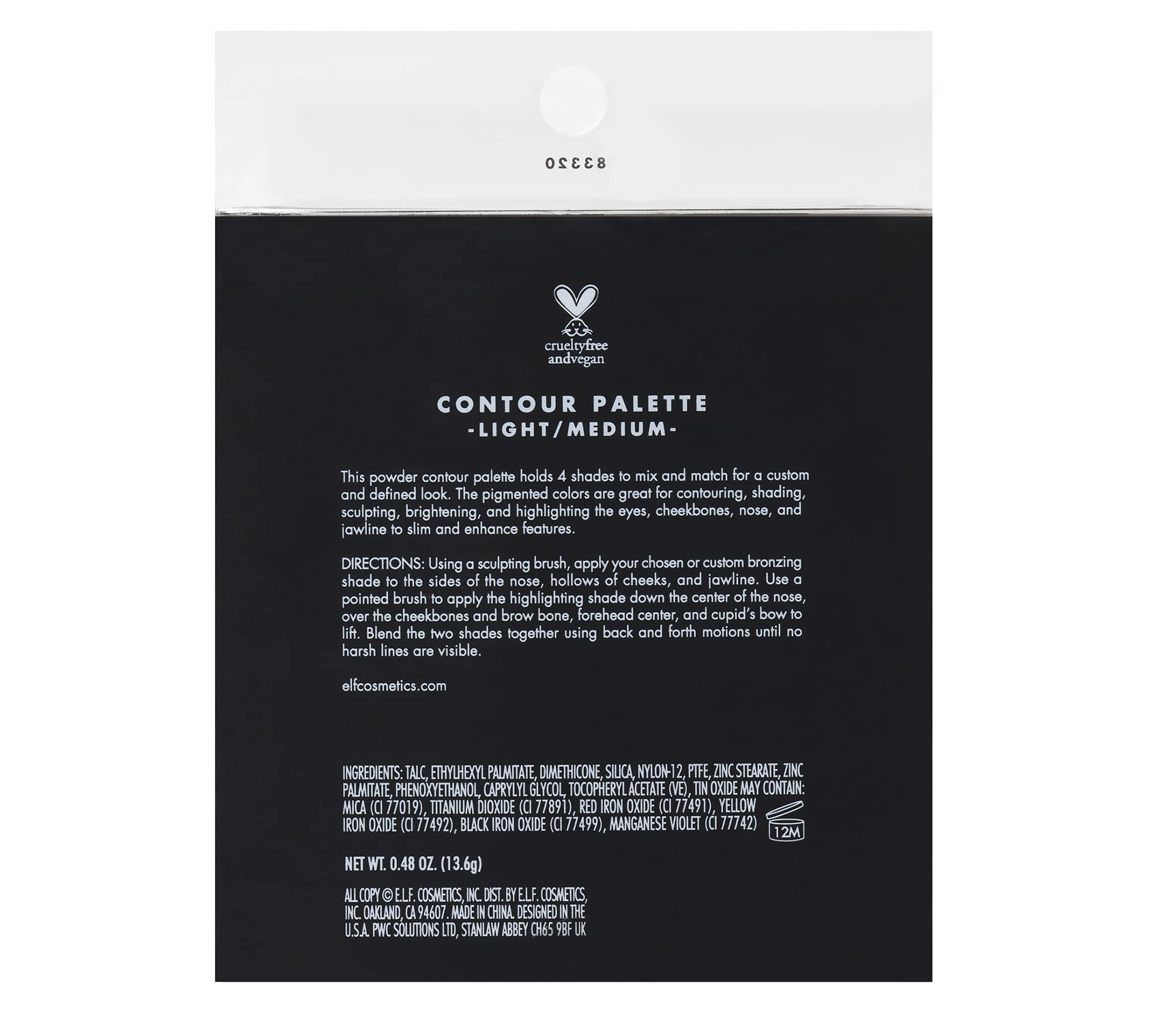 e.l.f. CosmeticsContour Palette, 4 Powder Shades Bronzer & Shader, LightorMedium, 0.56 Ounce