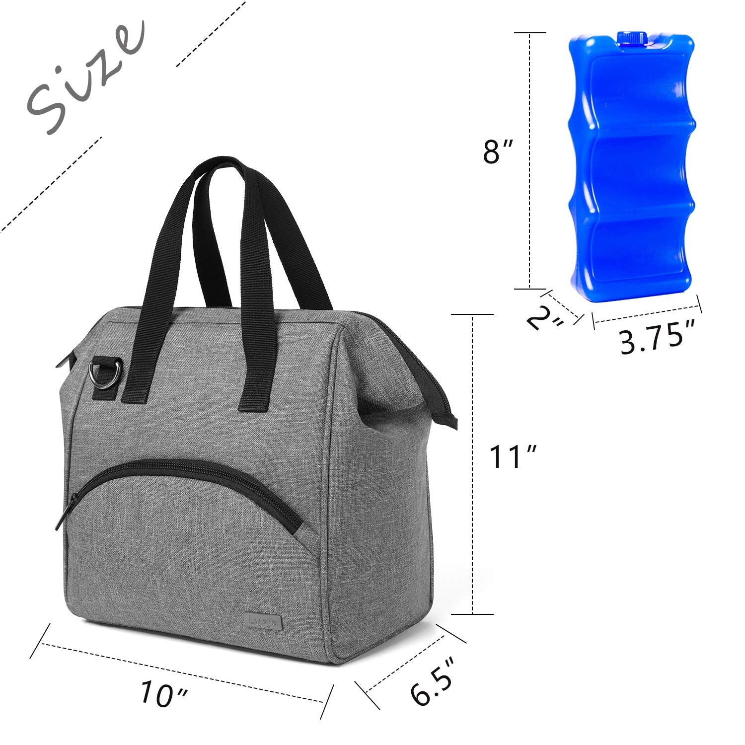 Luxja Breastmilk Cooler Bag with an Ice Pack (Fits 6 Bottles, Up to 9 Ounces), Breastmilk Cooler for Breastmilk Bottles and Small Accessories, Gray