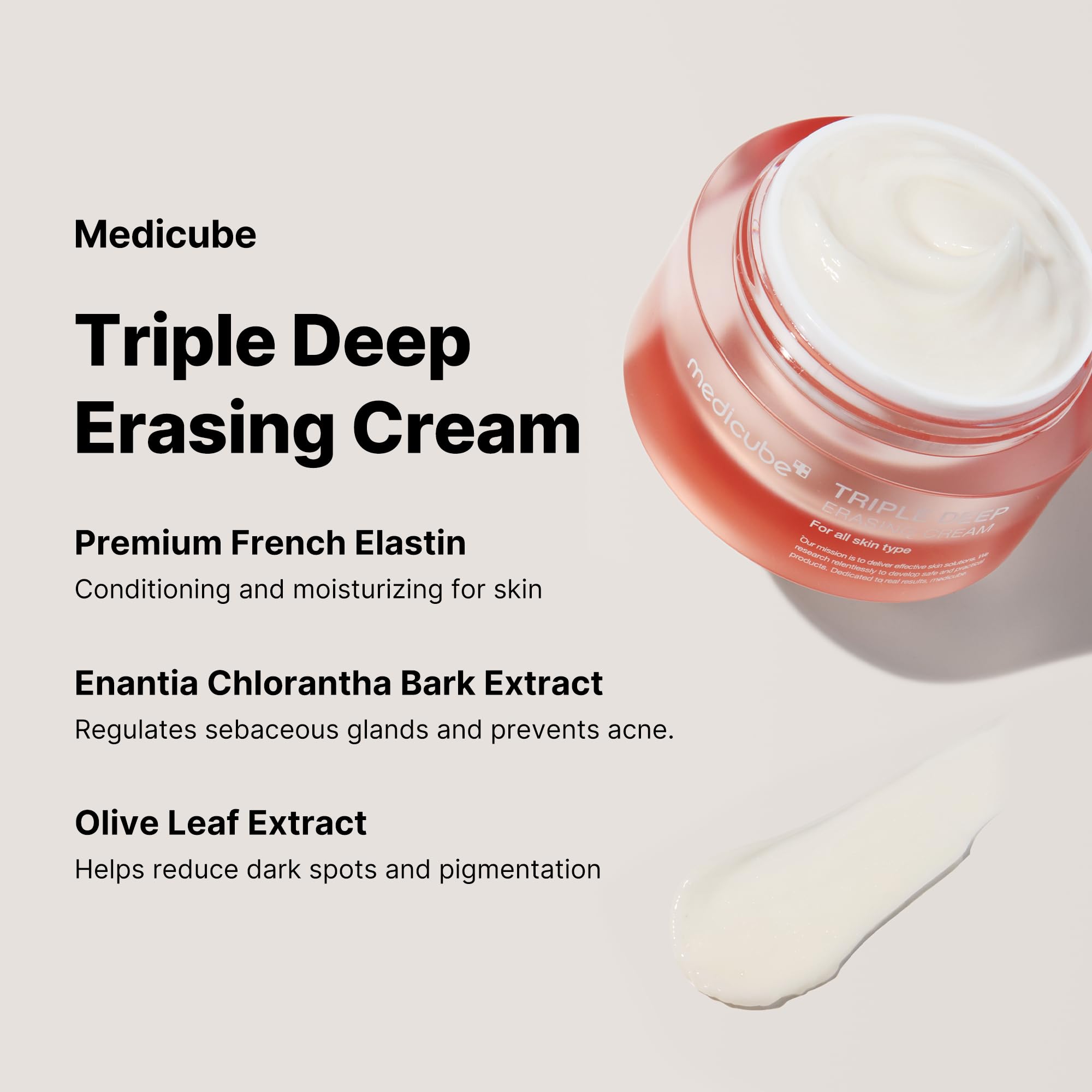 medicube Triple Collagen Cream - Hydrating & Firming Moisturizer with Hyaluronic Acid, Premium Elastin, Shea Butter - Wrinkle Care & Boosts Elasticity - Korean Skincare, 1.69 oz