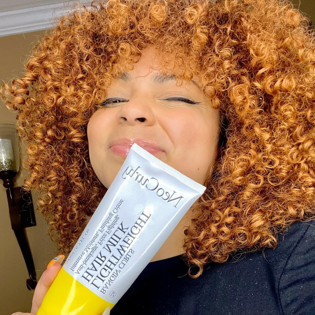 NeoCurly Hair Milk Leave In Conditioner Refresher Frizz Control Lotion Cream Moisturizer with Avocado,Jojoba & Argan Oils,Natural Hydrating Revitalizing Lightweight Detangler, Light Natural Scent 6.7