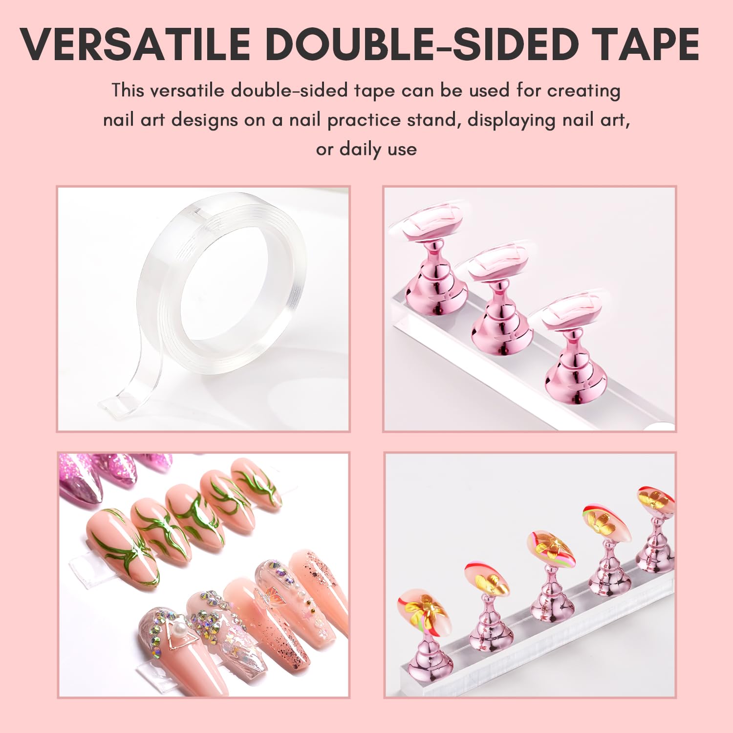 Makartt Nail Stand: Press On Nails Stand Display Practice Art Magnetic Fake Nail Holder for Painting Nails Stand for False Nail Designs with Double-sided Tape for Home DIY Beginner Salon Supplies