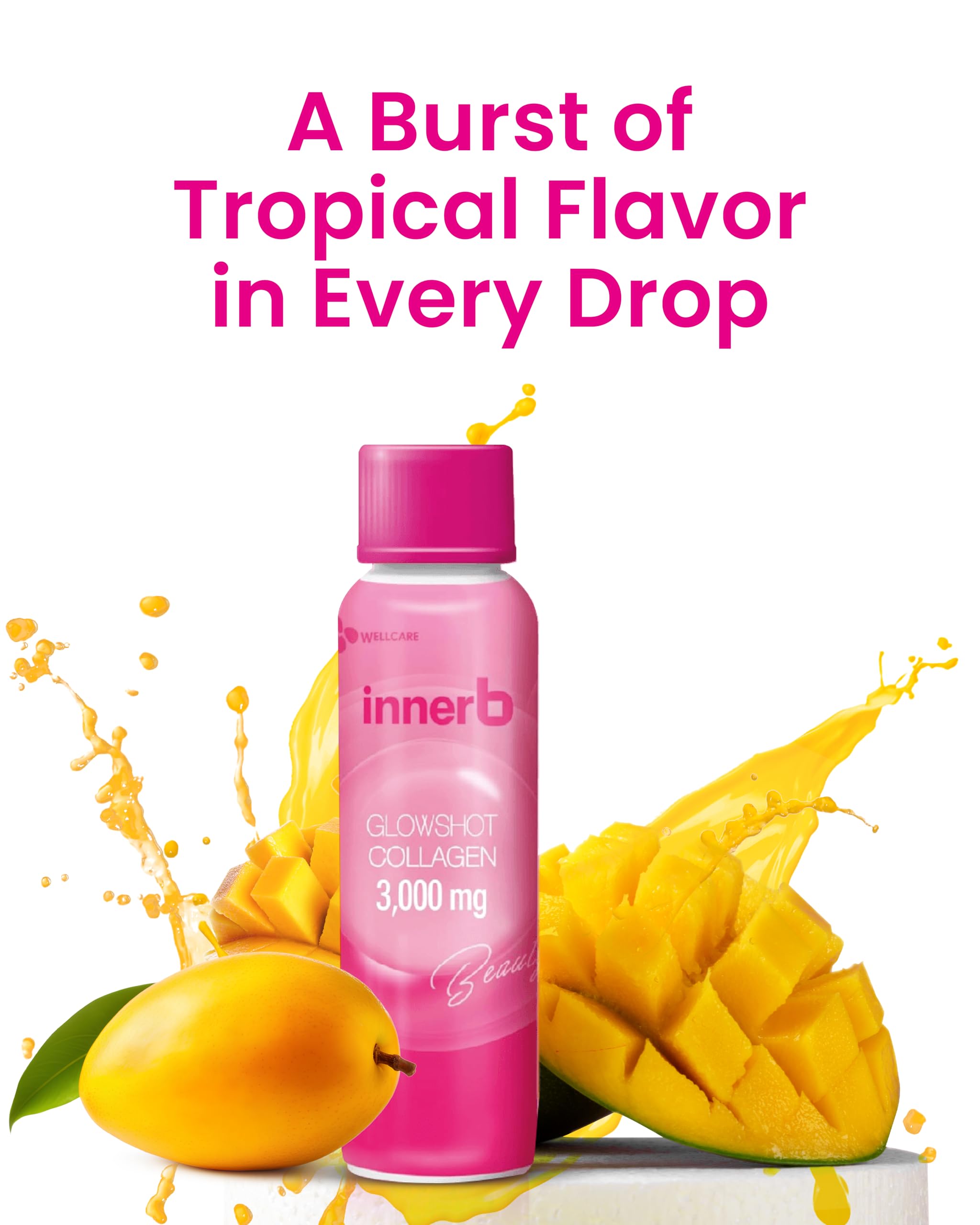 CJWellcare Innerb Glowshot Collagen (50.7 fl oz, 30 Servings) - Collagen Peptides, Low-Molecular Fish Collagen Shots, Hair, Skin & Nail Supplement, Liquid Marine Collagen 3,000mg