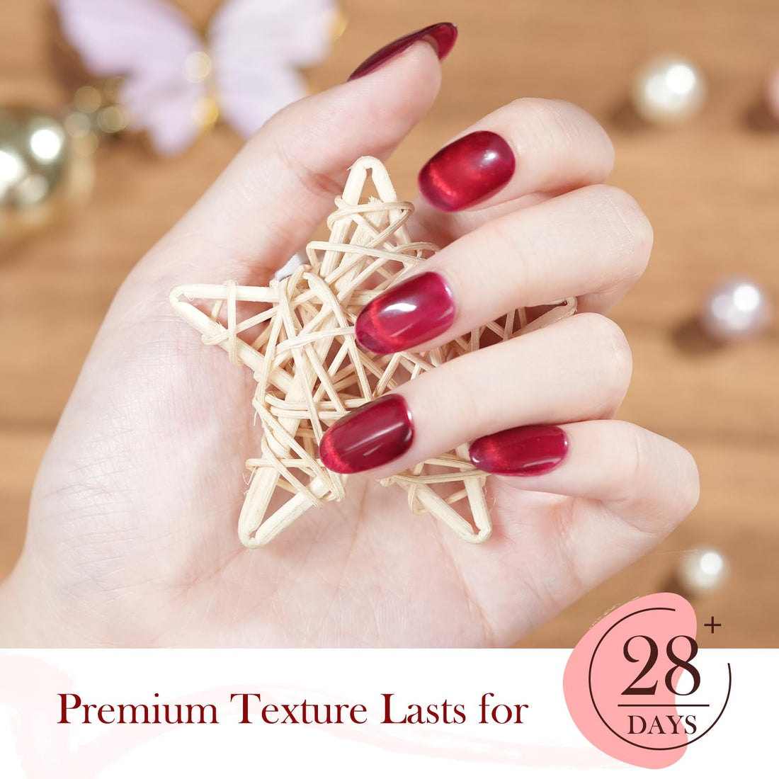 SEISSO Wine Red Cat Eye Gel Nail Polish Set – 15ml Magnetic Burgundy Nail Polish with Magnet Stick, Deep Reflective Soak Off UV Gel, Shimmer Gloss Nail Art Kit for Salon & DIY