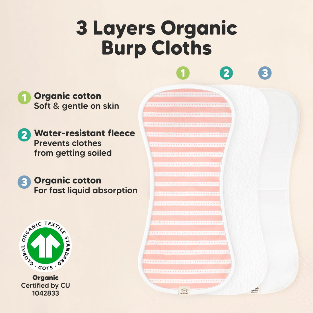 Organic Burp Cloths Baby Boy & Girl - 5-Pack Super Absorbent Cotton Burping Cloths for Babies, Soft & Plush Newborn Spit Up Rags, Infant Towels for Milk Spit Up, Unisex, Large 21 x 10 (Sweet Charm)