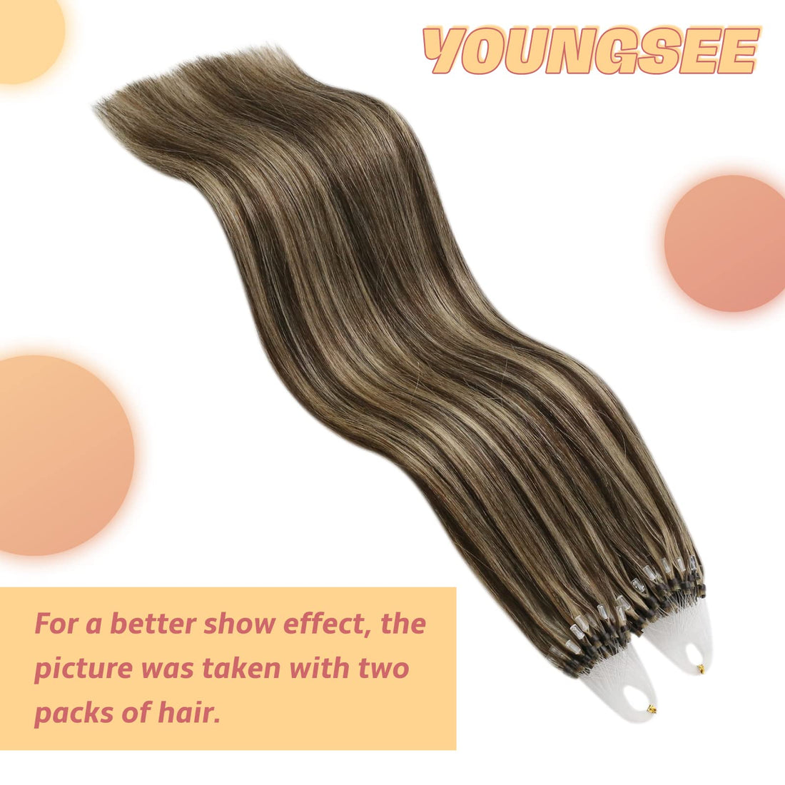 16, Dark Brown With Caramel Blonde: Youngsee Remy Human Hair Micro Loop Real Hair Extensions Dark Brown Mixed With Caramel Blonde Silkly Straight Micro Ring Link Human Hair Ex