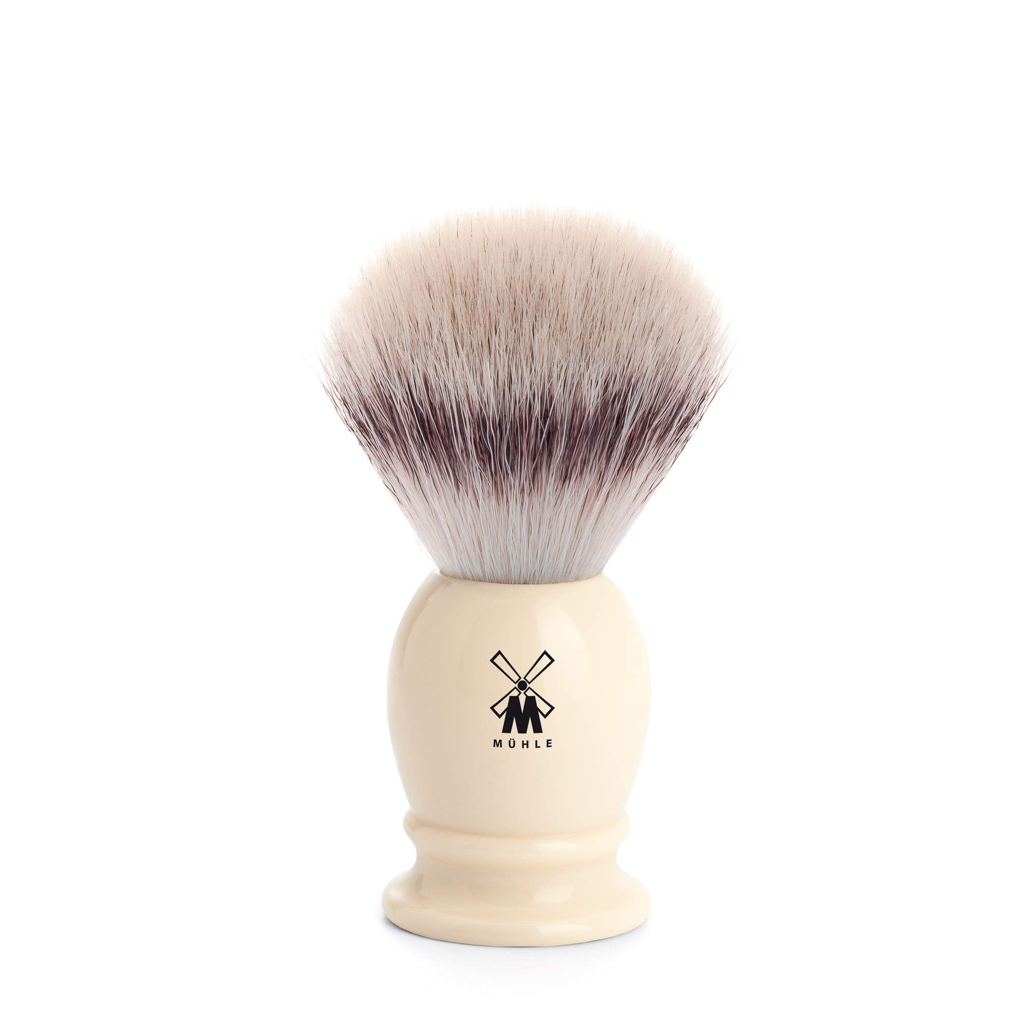 MÜHLE Classic White Faux Ivory Silvertip Fiber Shaving Brush - Synthetic Luxury Shave Brush for Men, Rich Lather | Size - 19mm