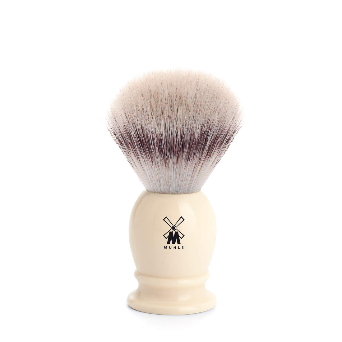 MÜHLE Classic White Faux Ivory Silvertip Fiber Shaving Brush - Synthetic Luxury Shave Brush for Men, Rich Lather | Size - 19mm