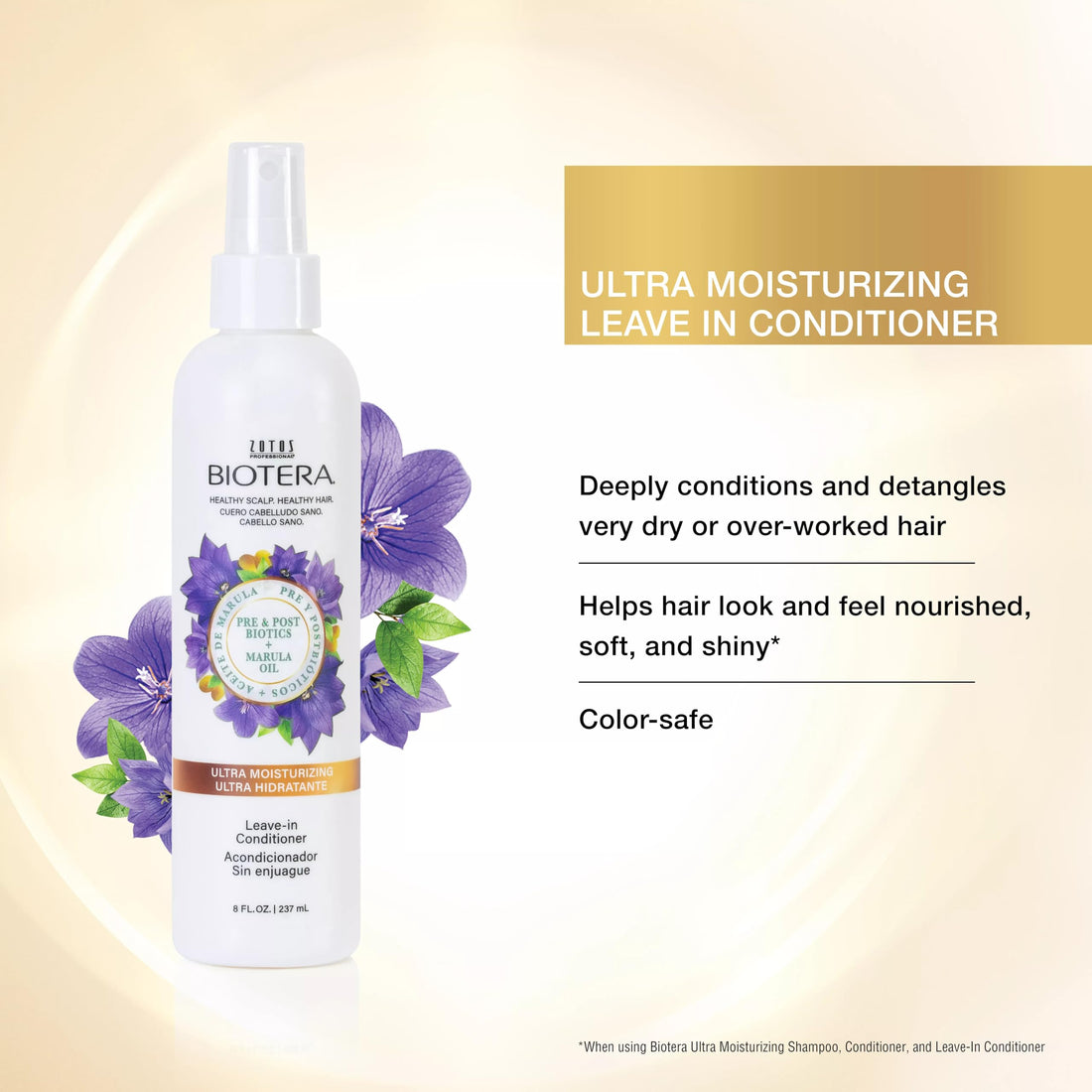 BIOTERA Ultra Moisturizing Leave-in Conditioner | Deeply Conditions & Detangles | Dry, Damaged, Coarse Hair | Vegan & Animal Test Free | Paraben Free | Color-Safe | 8 Fl Oz