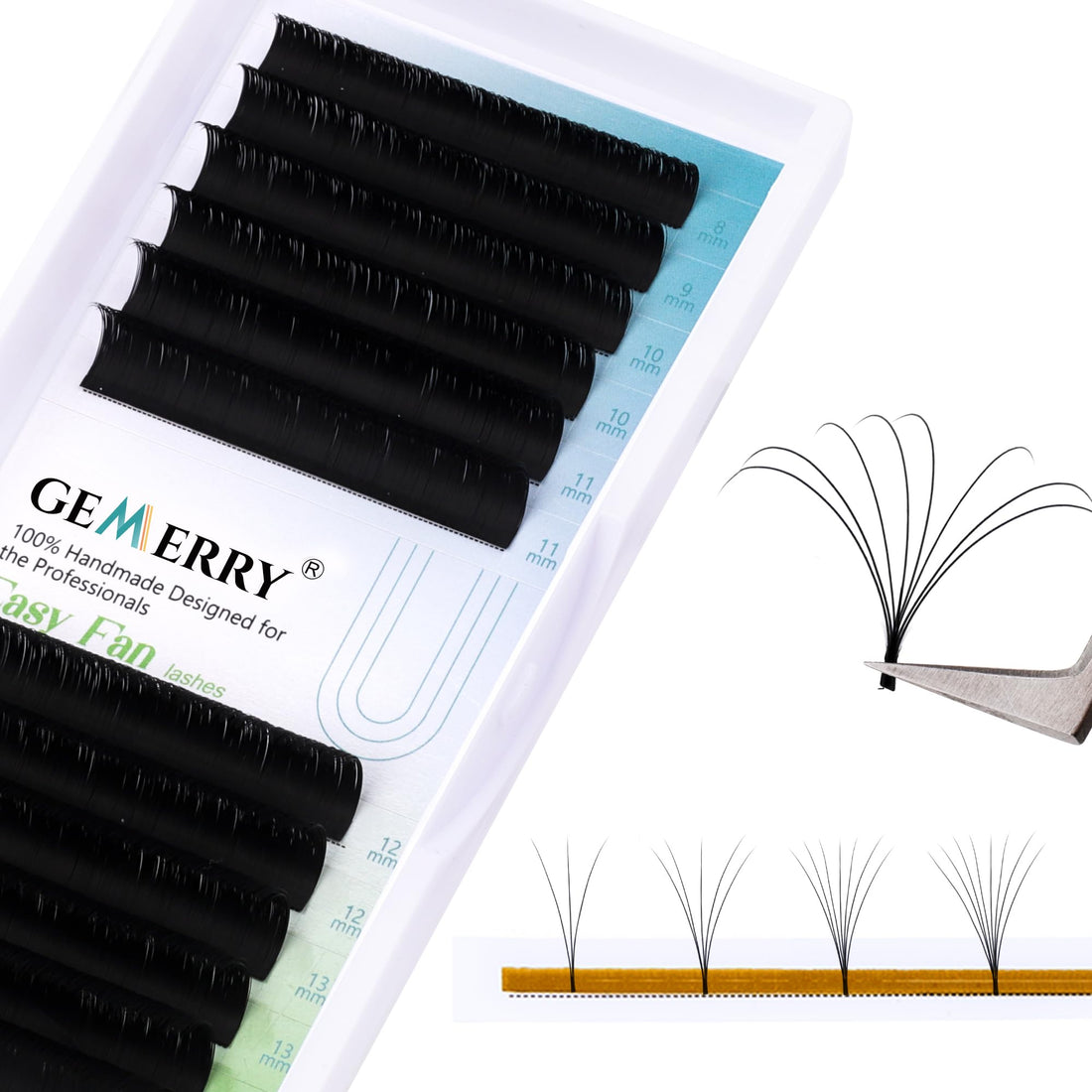 Volume Eyelash Extensions 0.07 D Curl 8-14mm Mixed Volume Lash Extensions Easy Fan Lashes Self Fanning 2D-10D Rapid Blooming Lash Extension Supplies 8-25mm (0.07-D Curl, Mix 8-14mm)