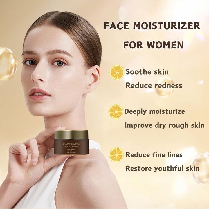 Deep Vitamin C Golden Capsule Face Moisturizer for Women - Moisturizer Face Cream - Face Cream for Women Anti Aging - Lotion for Extremely Dry Skin - Vitamin C Facial Moisturizer with Niacinamide