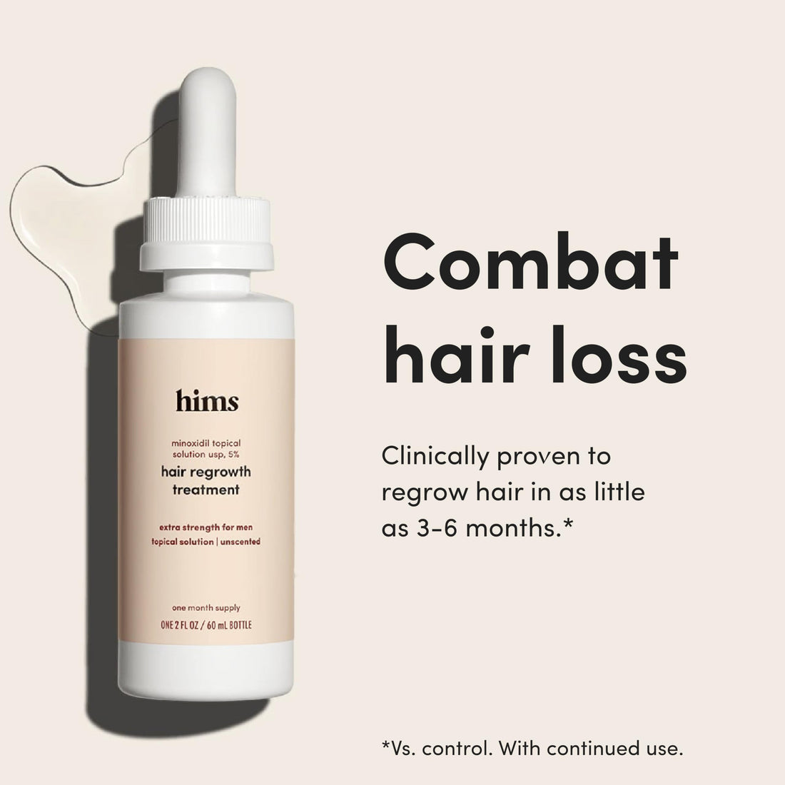 hims Extra Strength Hair Regrowth Treatment for Men with 5% Topical Minoxidil Solution for Hair Loss and Thinning Hair, Unscented, 2 Pack