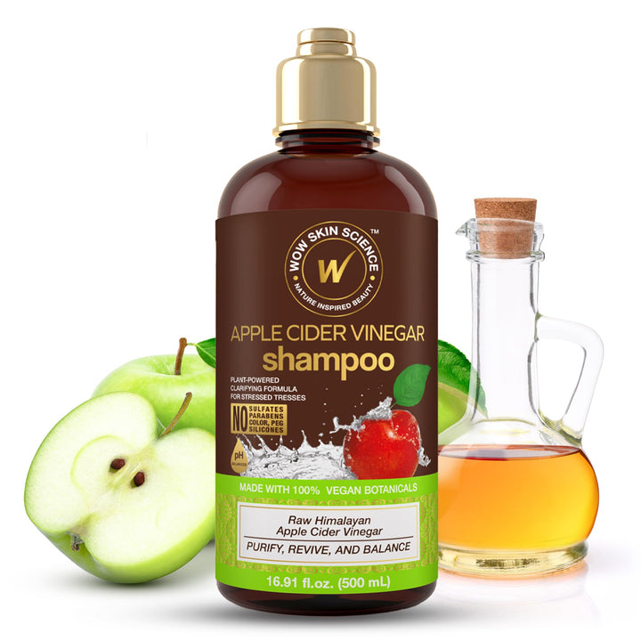 WOW Skin Science Apple Cider Vinegar Shampoo - Hair Growth Shampoo for Thinning Hair, Hair Loss & Dandruff Shampoo - Parabens & Sulfate Free Shampoo - Clarifying Shampoo for Build Up Purifying Shampoo