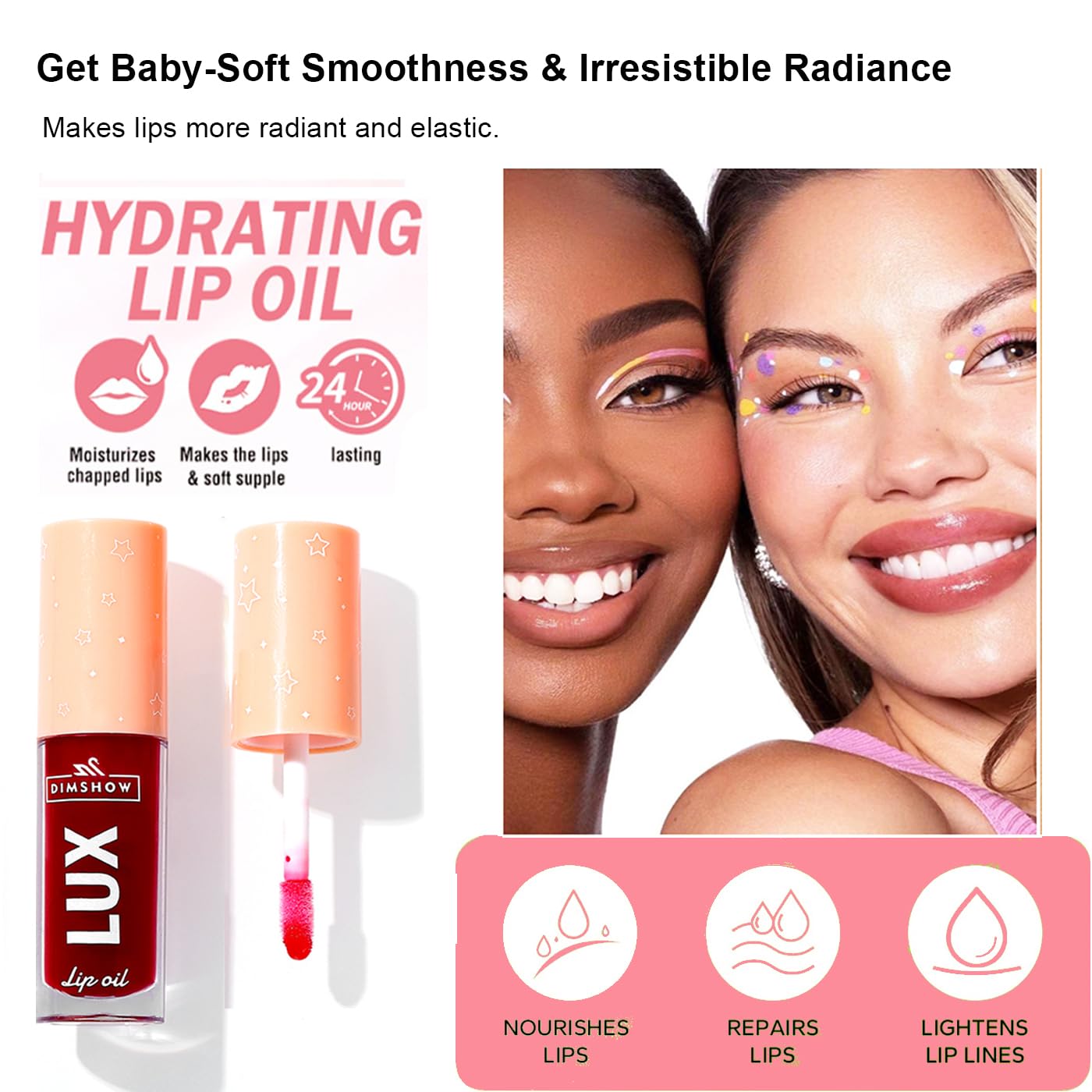 Lip Oil Pack- 6 Colors Lip Glow Oil Set Tinted Plumping Lip Oil Hydrating Transparent Lip Oil, Moisturizing Lip Gloss oil for Girl Lip Care Makeup