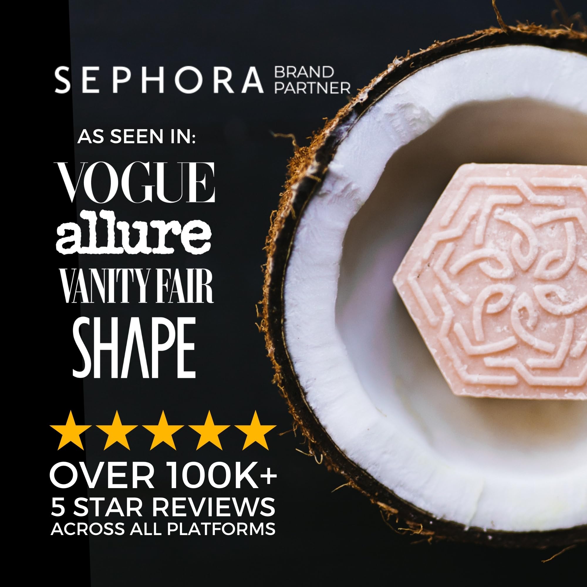 Viori Coconut Bliss Advanced Repair and Moisturizing Shampoo Bar - Made with Rice Water for Hair Growth - Handcrafted Sulfate Free Shampoo