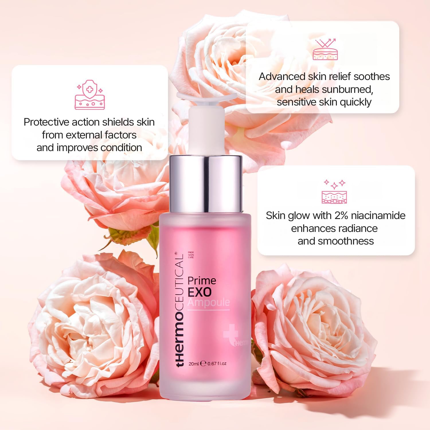 tHermoCEUTICAL Prime EXO Ampoule - Intensive Repair Ampoule for Damaged Skin, Antioxidant, Skin Tone with Niacinamide, Long-Lasting Moisture, 0.67 fl.oz