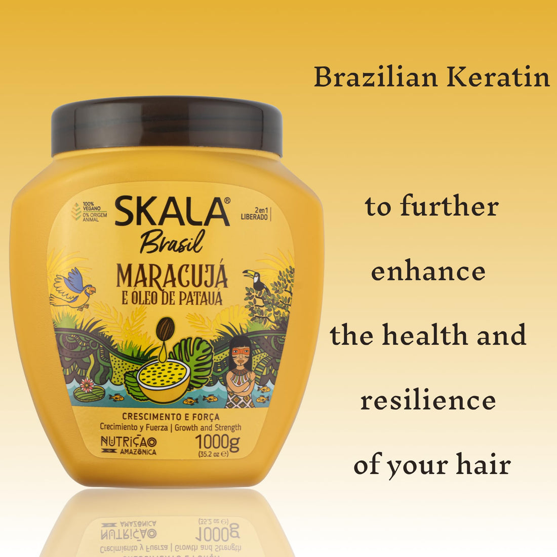 Skala Maracuja Passion Fruit Hair Treatment, 2 Pack (1000g each) - Vegan, Cruelty-Free, Silicone, Sulfate & Paraben Free - Brazilian Moisturizing & Nourishing Formula for Curls