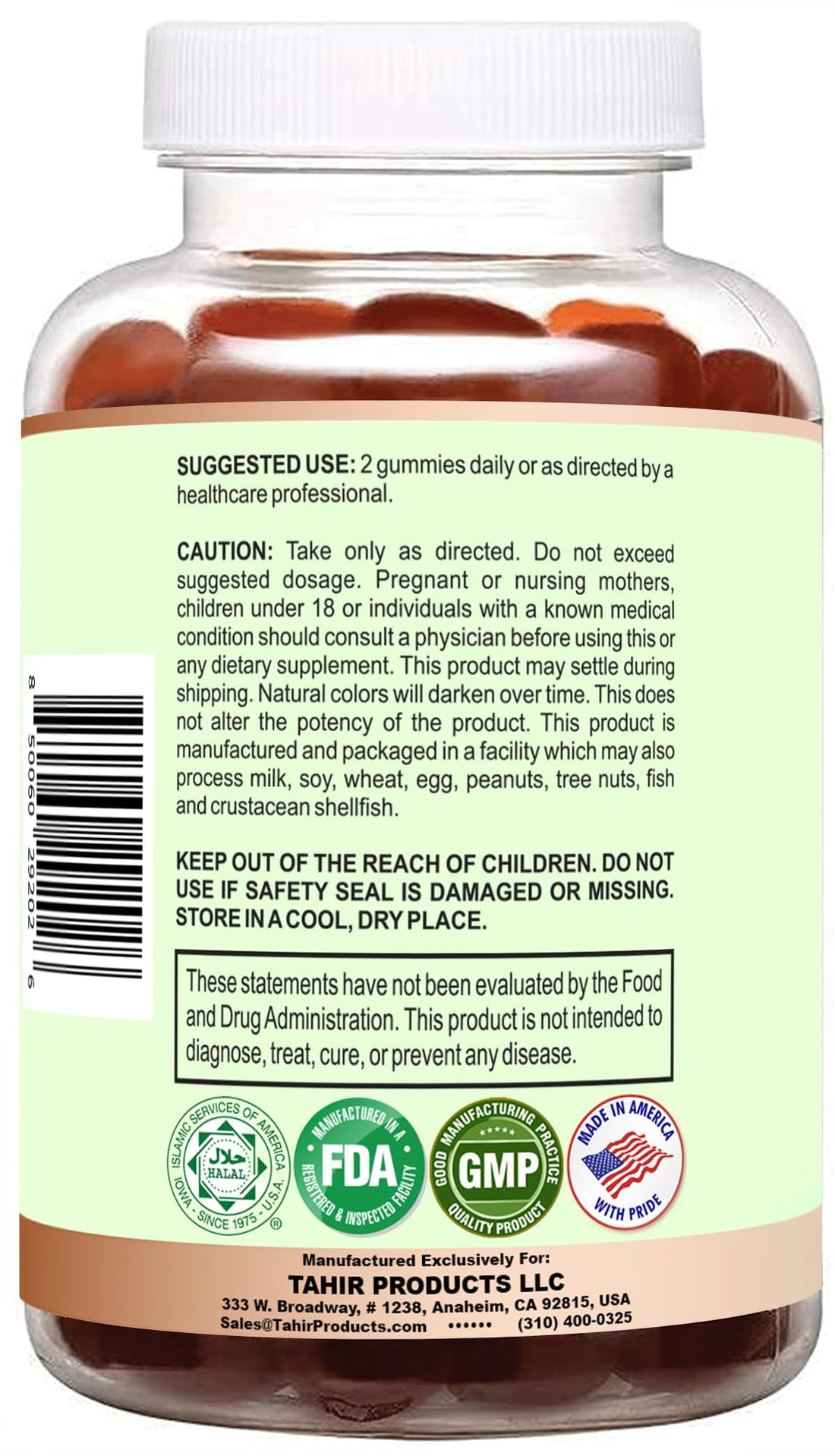 Tahir Halal Multivitamin Gummies for Adults – Daily Nutritional Support for Men and Women with Biotin, Vegan-Friendly, Non-GMO, Natural Fruit Flavors, Made in The USA – Certified Halal Vitamins