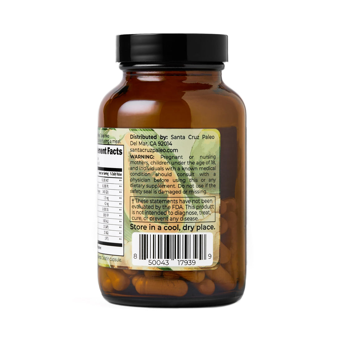 Santa Cruz Paleo Pre-Feast Digestive Enzymes for Women and Men, Fiber Supplement for Gut Health & Digestive Health, Gluten Free, Keto, Sugar Free, Paleo, with Bromelain, Ginger Root, 60 Capsules
