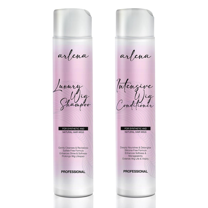 Arlena Luxury Wig Shampoo and Conditioner Set for Synthetic and Natural Hair Wigs - Made in USA, Sulfate-Free, Enhances Shine & Softness, Prolongs Wig Lifespan, Deeply Nourishes & Detangles