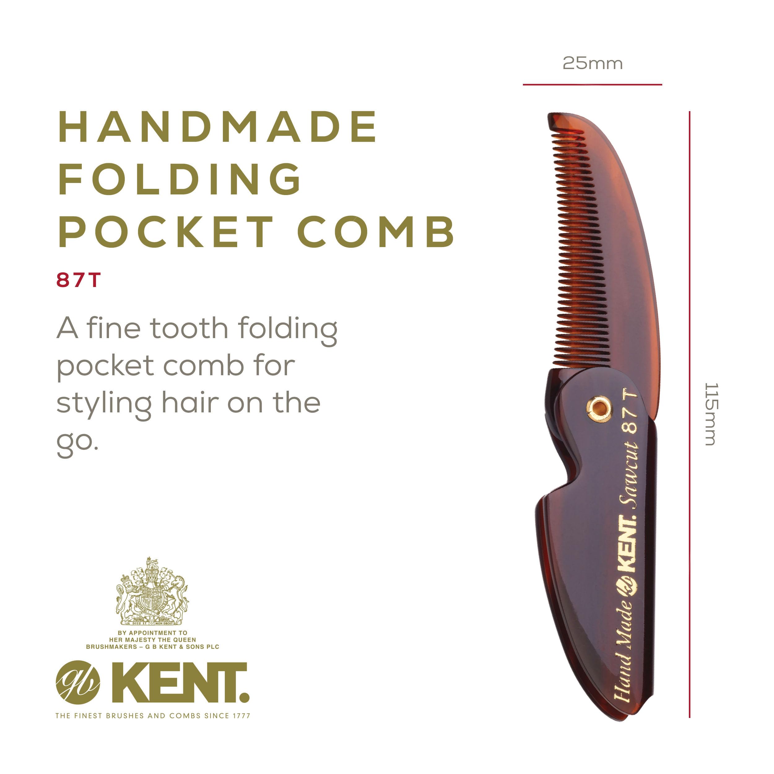 BRAND NEW LIMITED EDITION KENT 87T FOLDING BEARD & MUSTACHE COMB by KENT COMBS (2 Pack)