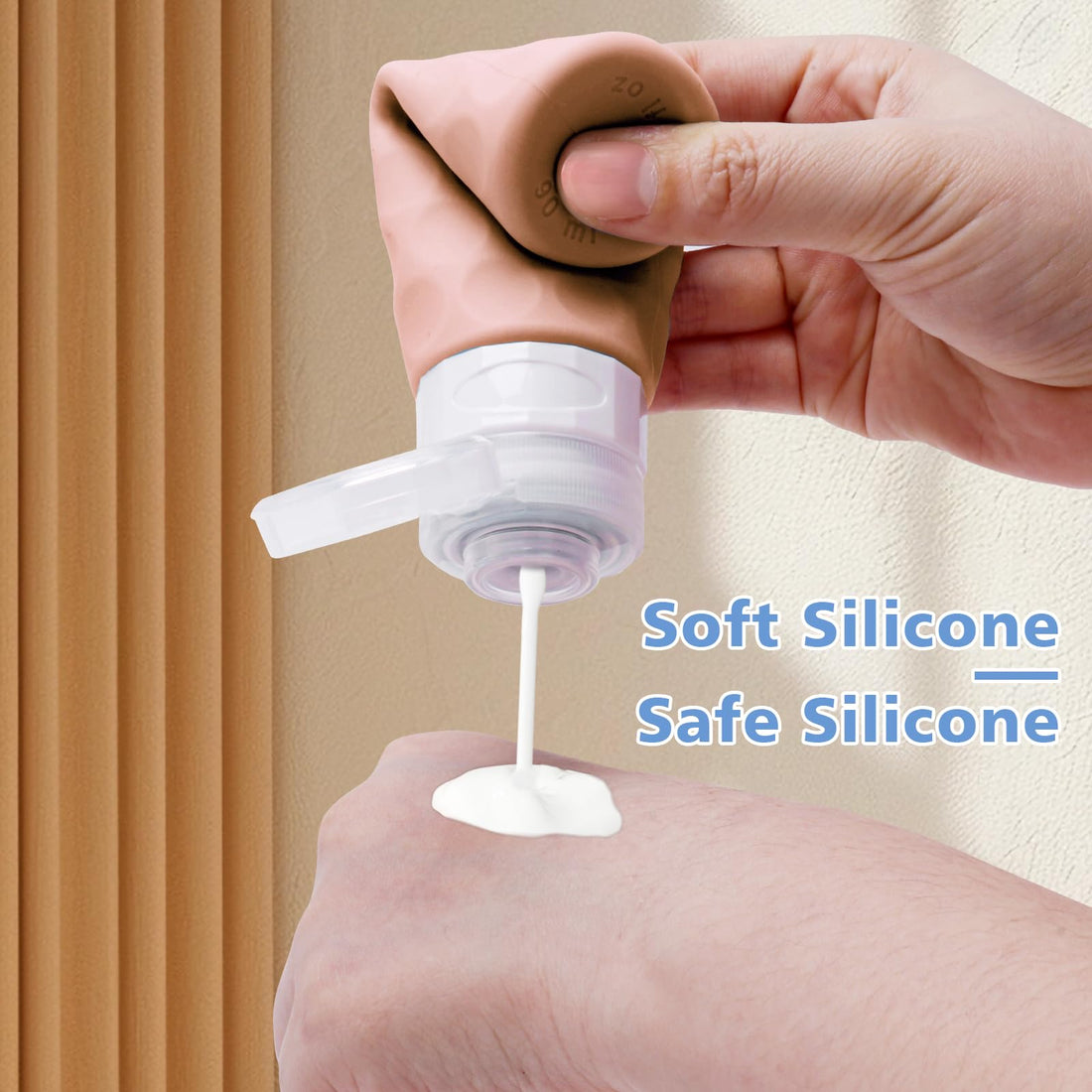 Silevoler Travel Bottles for Toiletries, 4pcs Tsa Approved 3oz Travel Size Containers, BPA Free Leak Proof Premium Silicone Bottles, Refillable Liquid Squeezable Accessories W/Toiletry Bag(Bright)