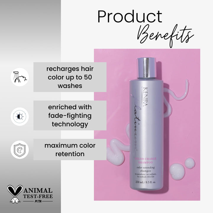 Kenra Platinum Color Charge Shampoo | Color Extending | Recharges Hair Color Up To 50 Washes | Locks Color Pigments | Maximum Color Retention | All Hair Types & Colors | 31.5 fl. Oz