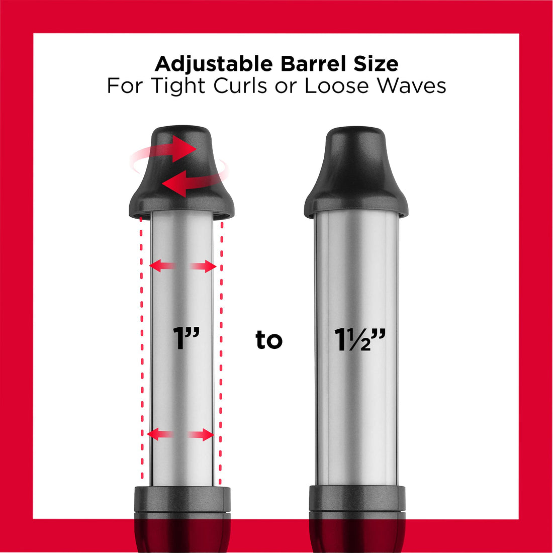REVLON Adjustable Barrel 2 in 1 Curling Wand, 1 and 1-1/2 inch