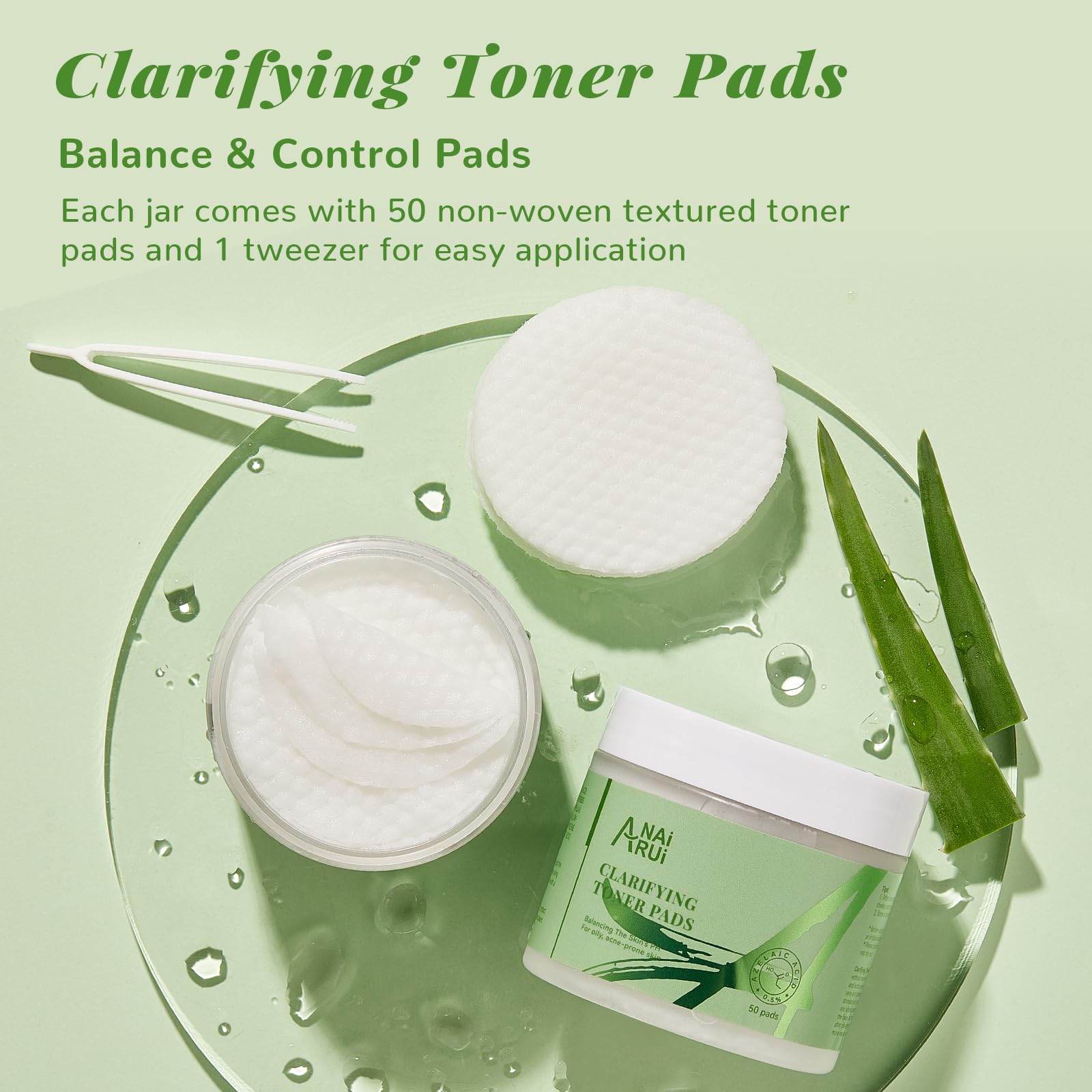 ANAI RUI Clarifying Toner Pads for FaceFacil Peel Pad, Face Exfoliating Pad, Balance Skin's PH, 50 Pads
