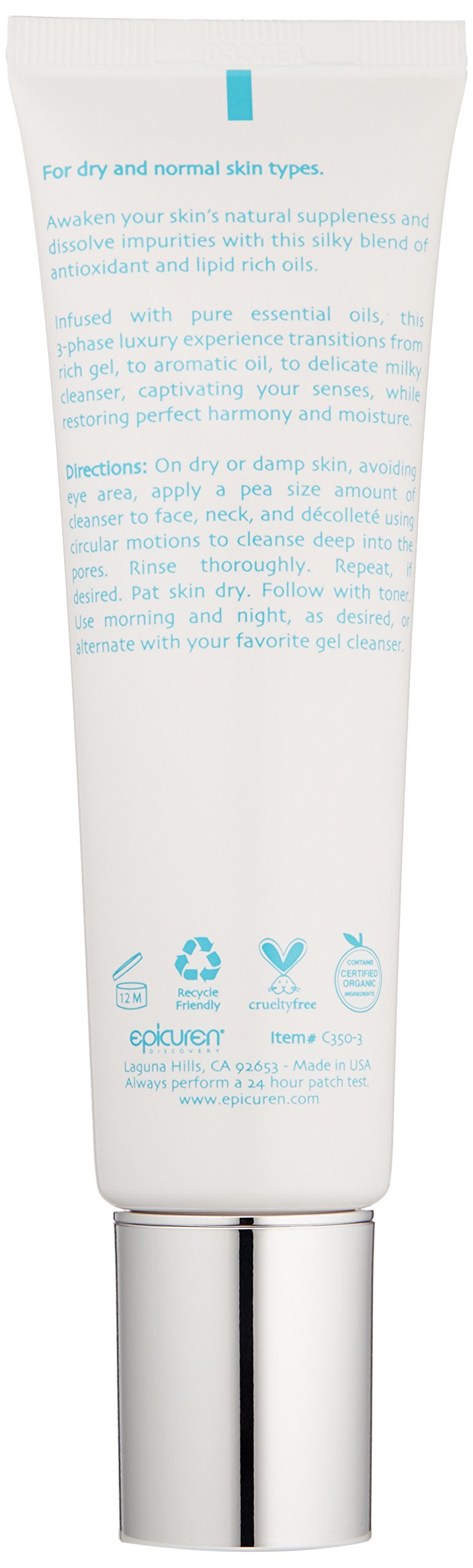 Epicuren Discovery Silk Radiance 3-in-1 Cleansing Oil Floral, 3 Fl Oz