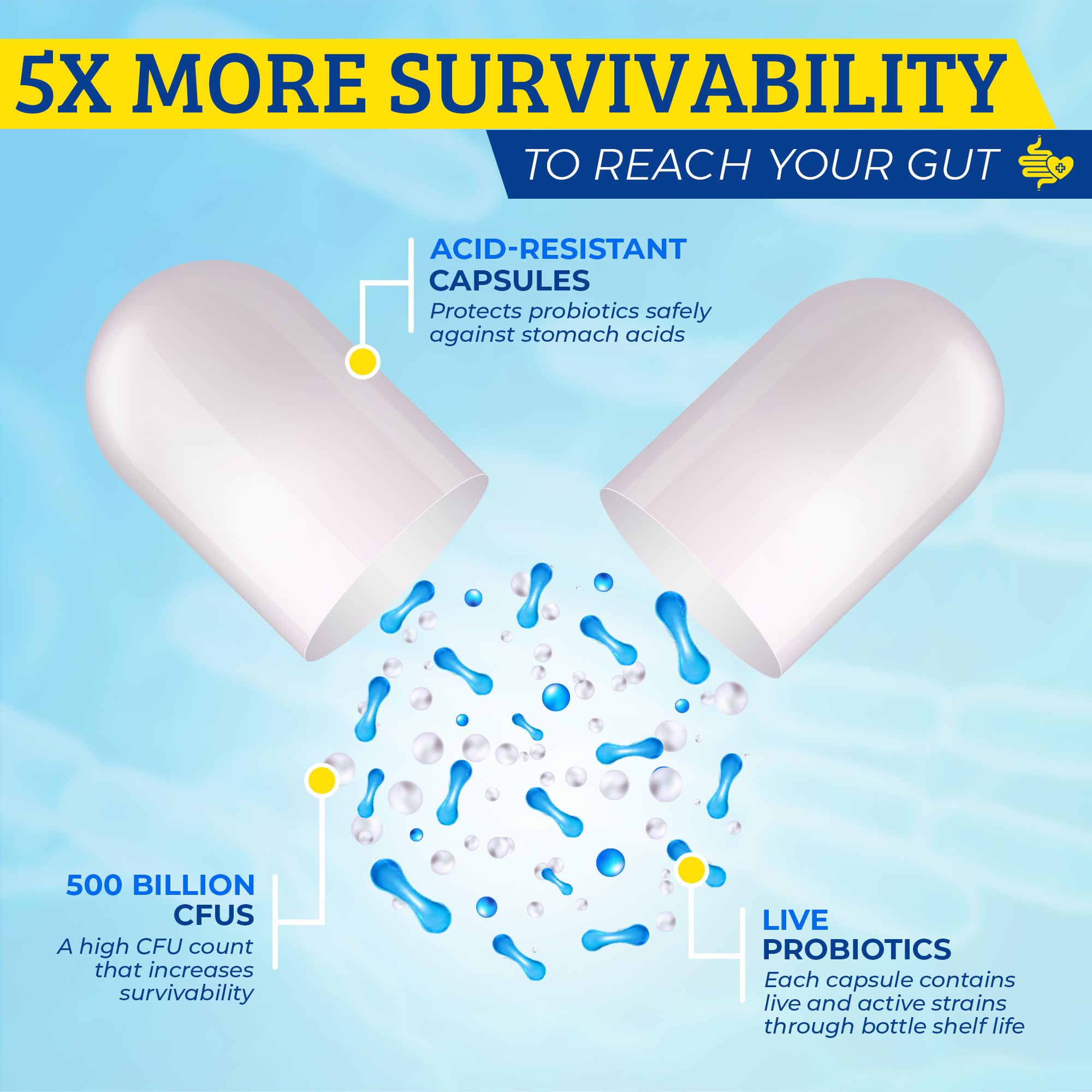 Probiotics for Men, 500 Billion CFUs & 12 Strains, Prebiotic & Probiotic, Cranberry, Saw Palmetto, Digestive Enzymes, Gut & Bloating, Lung Liver Prostate Support, 30-Day Supply