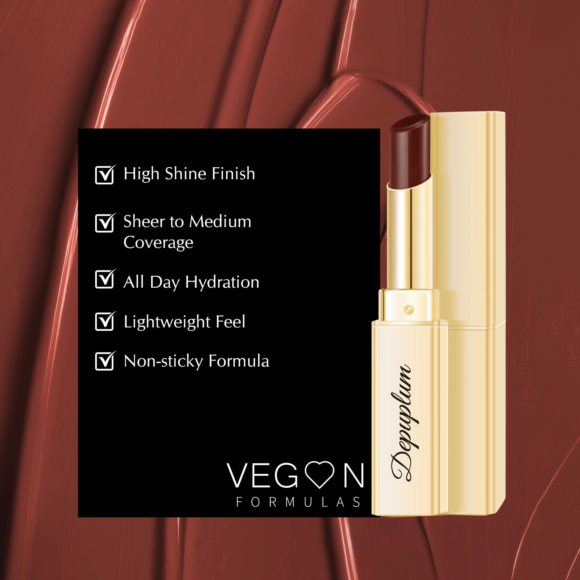 Depuplum Black Berry Lipstick for Women Hydrate Glossy Lipstick Moisture Lip Gloss Sheer-Medium Coverage Long Lasting Lipsticks for Dry Lips (DM65 Berry)