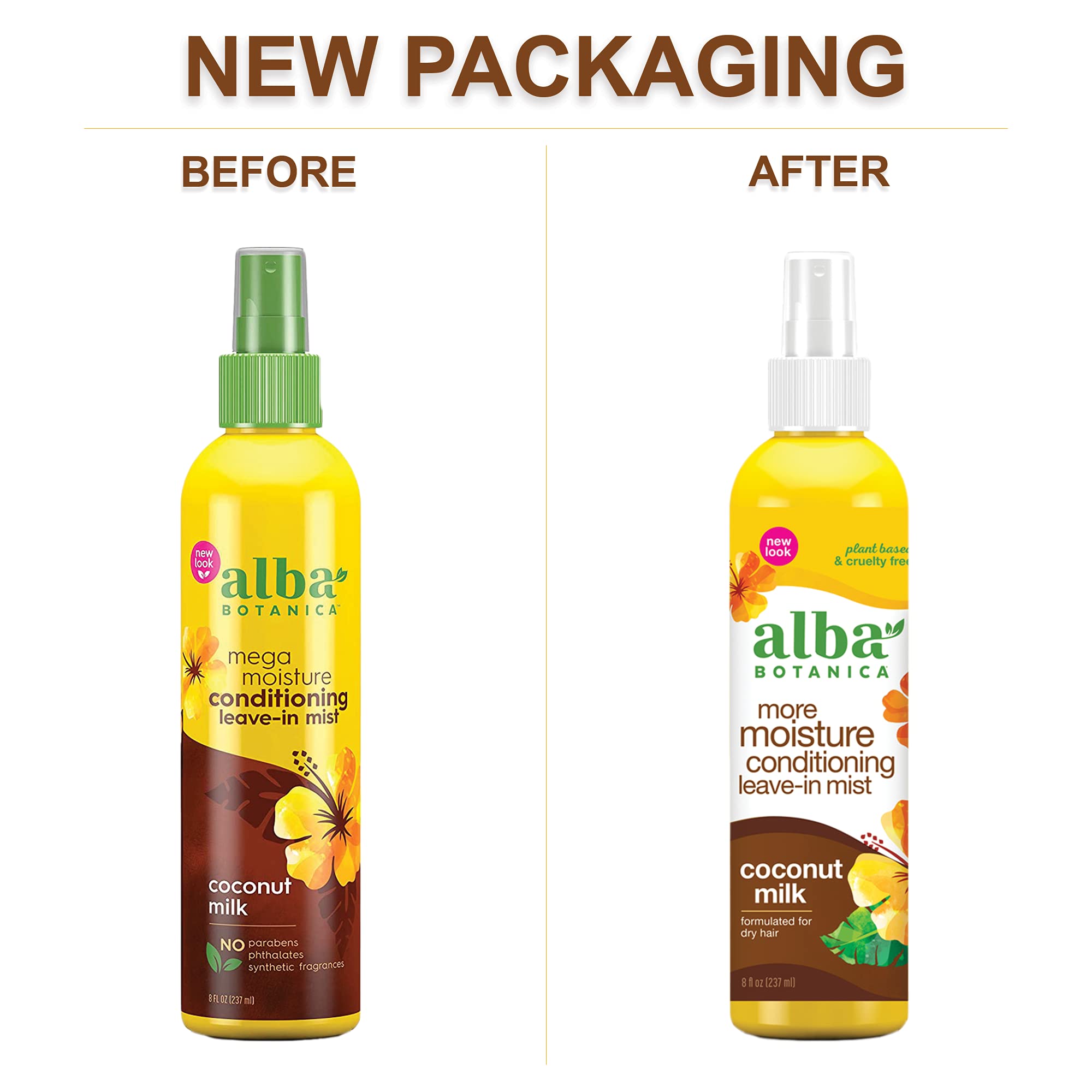 Alba Botanica Drink It Up Coconut Milk Hawaiian Leave-In Conditioning Mist, Orange , 8 oz.