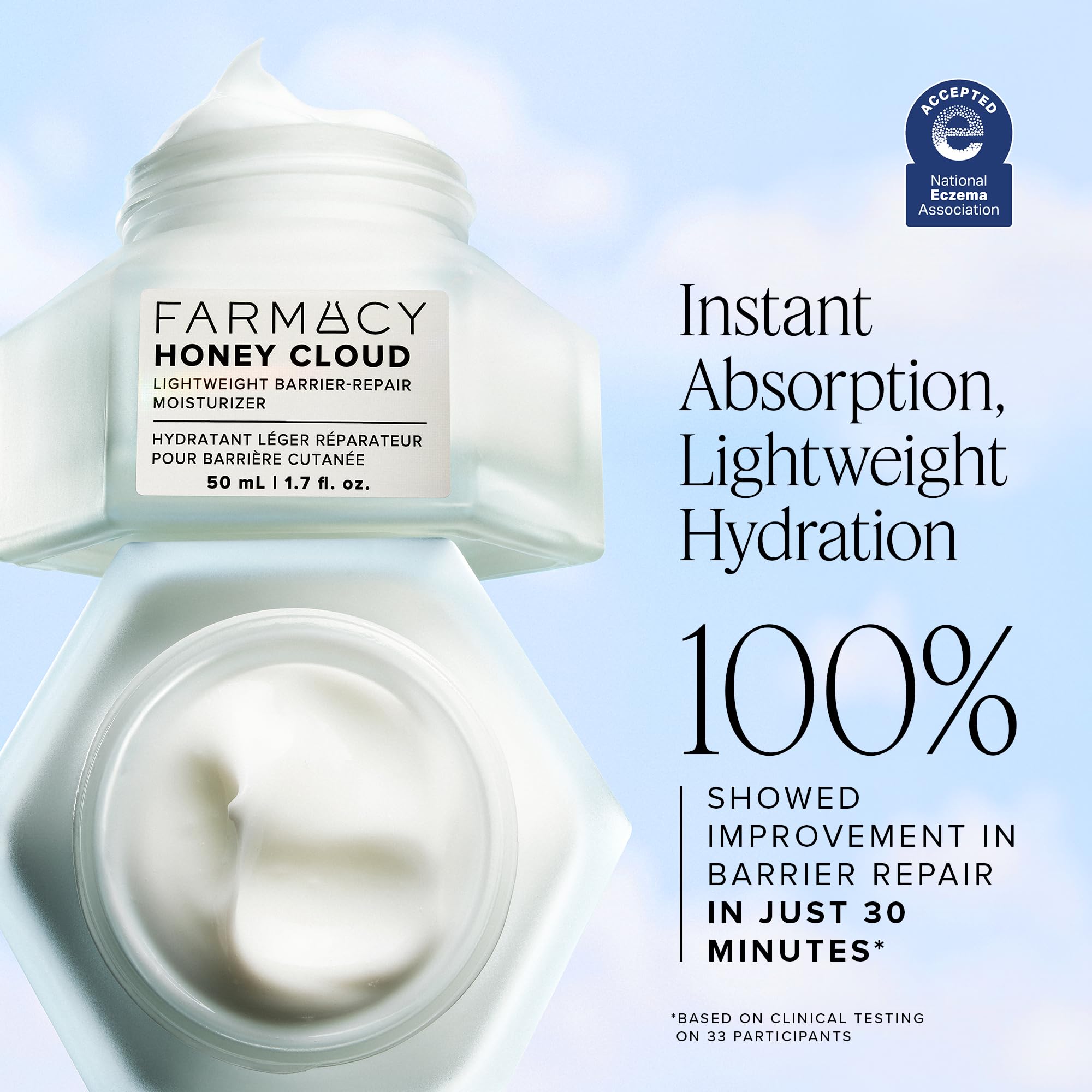 Farmacy Honey Cloud Lightweight Face Moisturizer - Silky & Hydrating Face Lotion Infused with Hyaluronic Acid, Peptides & Chamomile - Soothing Daily Facial Moisturizer for Sensitive Skin (50ml)