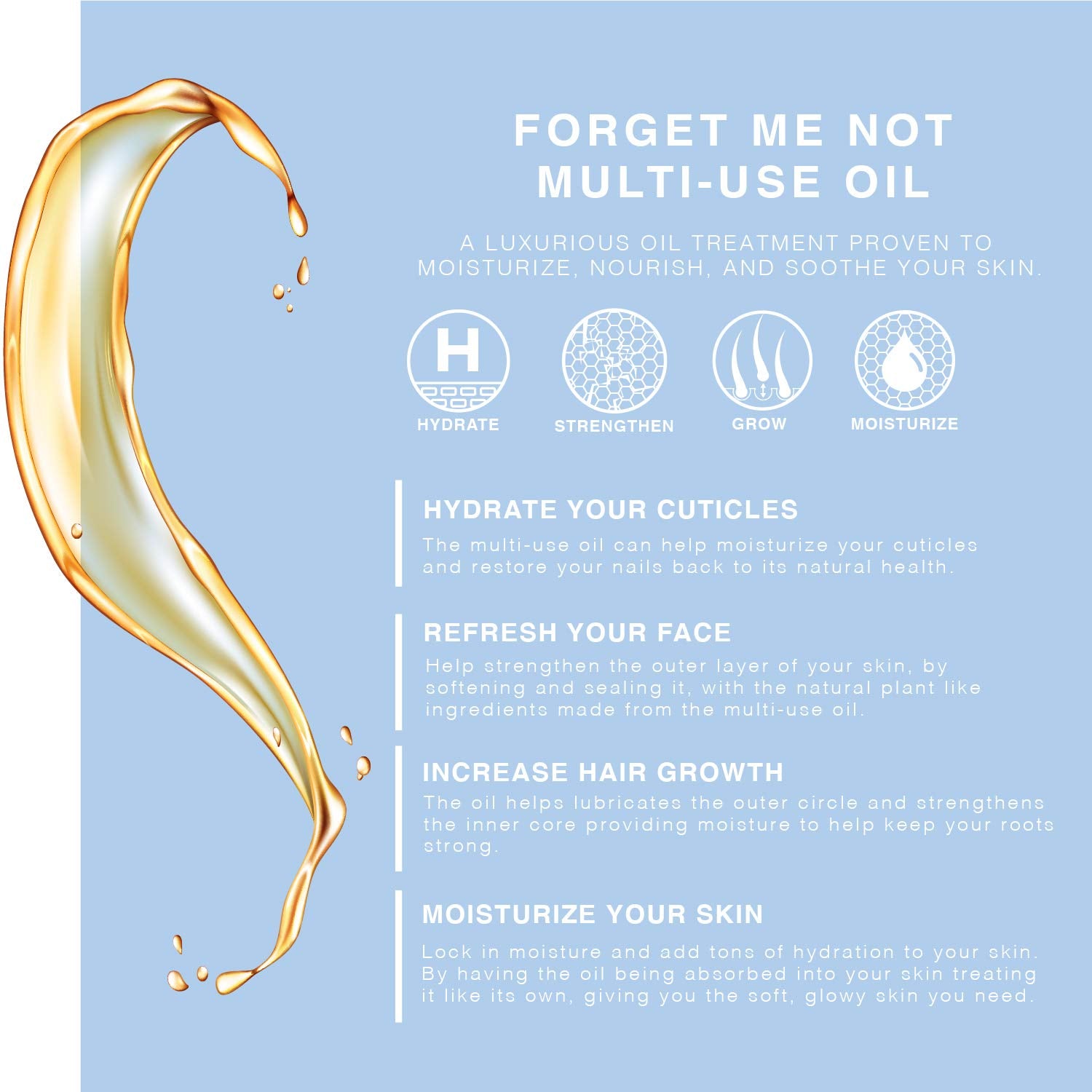 BEAUTE DE PROVENCE Multi-Use Oil for Face, Body and Hair - Forget Me Not - Organic Blend of Apricot, Vitamin E and Sweet Almond Oil Moisturizer for Dry Skin, Scalp and Nails - Peach, Mandarin and Gree