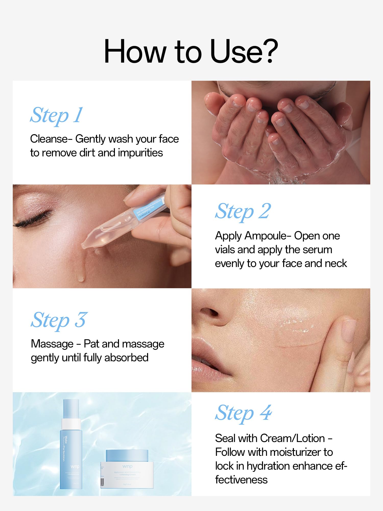 WNP Ultra Hydrating Serum 3% 4D Hyaluronic Acid Smoother Skin|Pre-makeup SkinCare|Anti-Aging serum for face Single-Use Vials Skincare|for Sensitive skin|4D Hyaluronic Acid (120ml)