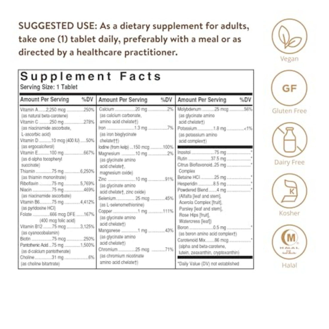 Solgar Formula VM-75, 90 Tablets - Multivitamin with Chelated Minerals - Vitamin A, B6, B12, C, D, E - Biotin, Magnesium, Calcium, Iron, Zinc, - Vegan, Gluten Free, Dairy Free, Kosher - 90 Servings