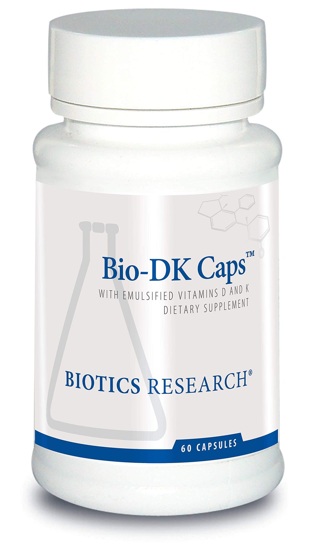Biotics Research Bio DK Caps 125 Emulsified Vitamin D3 and 550 Vitamin K, Easy to Take Capsule, MK 7, Stronger Bones, Heart Health, Musculoskeletal Strength, Healthy BMI 60 Capsules